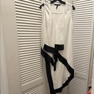 BCBGMaxAzria Black and White Asymmetrical Tiered Top